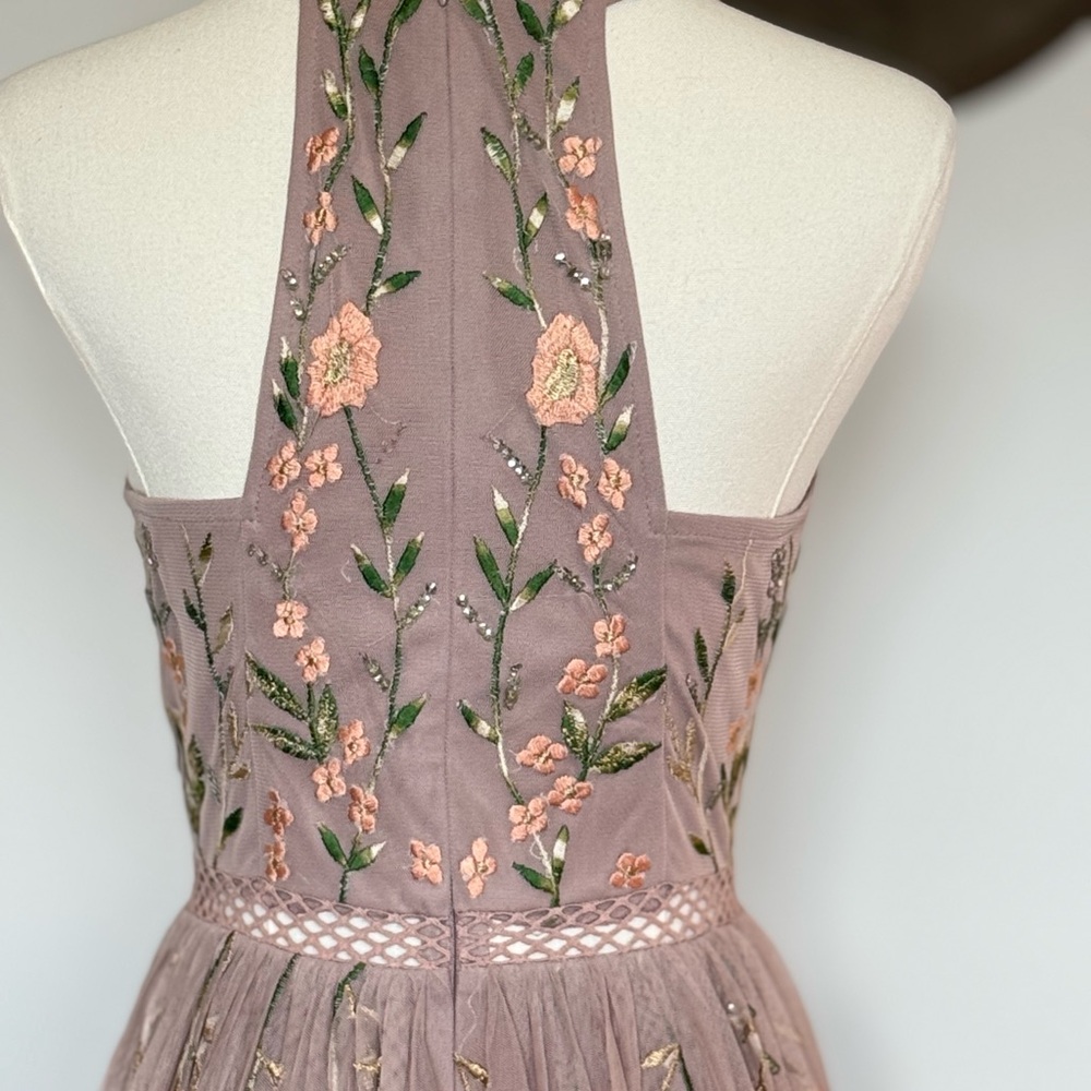 ASOS Floral Embroidered Maxi Dress in Pink and Green - Picture 7 of 9